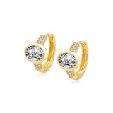 Pavé Setting Oval Diamond Hoop Earring Lab Diamond, 14K Yellow Gold