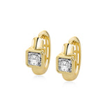 Thick Gold Princess Diamond Hoop Earring Lab Diamond, 14K Yellow Gold