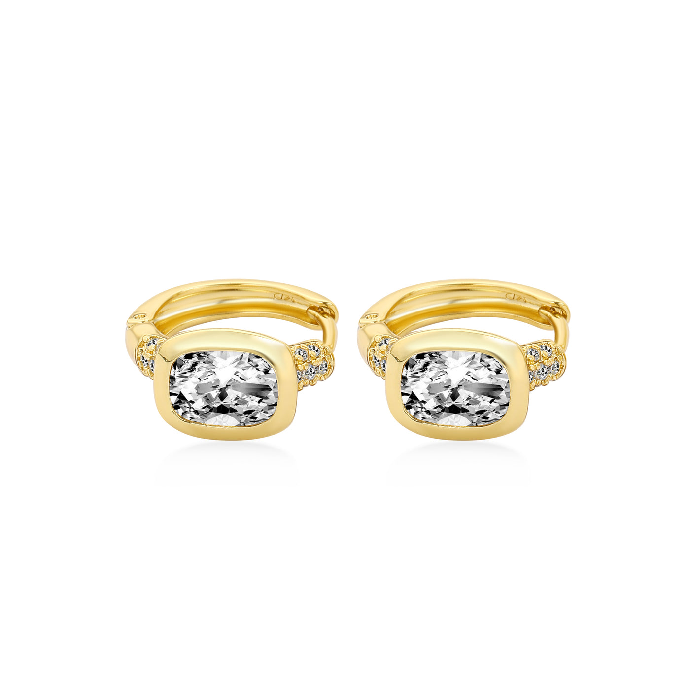 Pavé Setting Baguette Diamond Hoop Earring Lab Diamond, 14K Yellow Gold