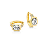 Pavé Setting Baguette Diamond Hoop Earring Lab Diamond, 14K Yellow Gold