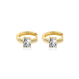 Pavé Setting Emerald Diamond Hoop Earring Lab Diamond, 14K Yellow Gold