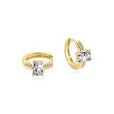 Pavé Setting Emerald Diamond Hoop Earring Lab Diamond, 14K Yellow Gold
