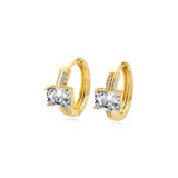 Pavé Setting Emerald Diamond Hoop Earring Lab Diamond, 14K Yellow Gold