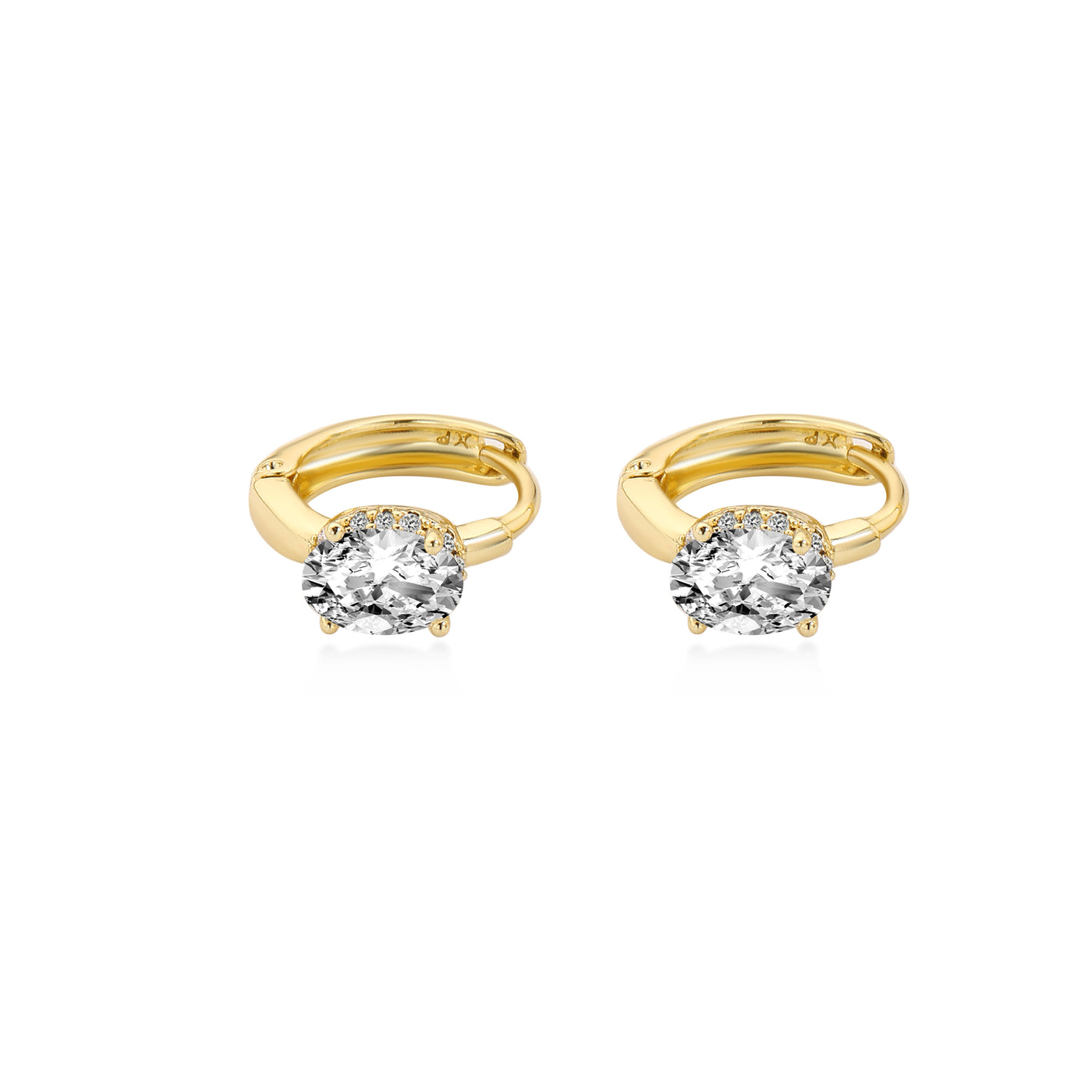 Oval Diamond Hoop Earring Lab Diamond, 14K Yellow Gold