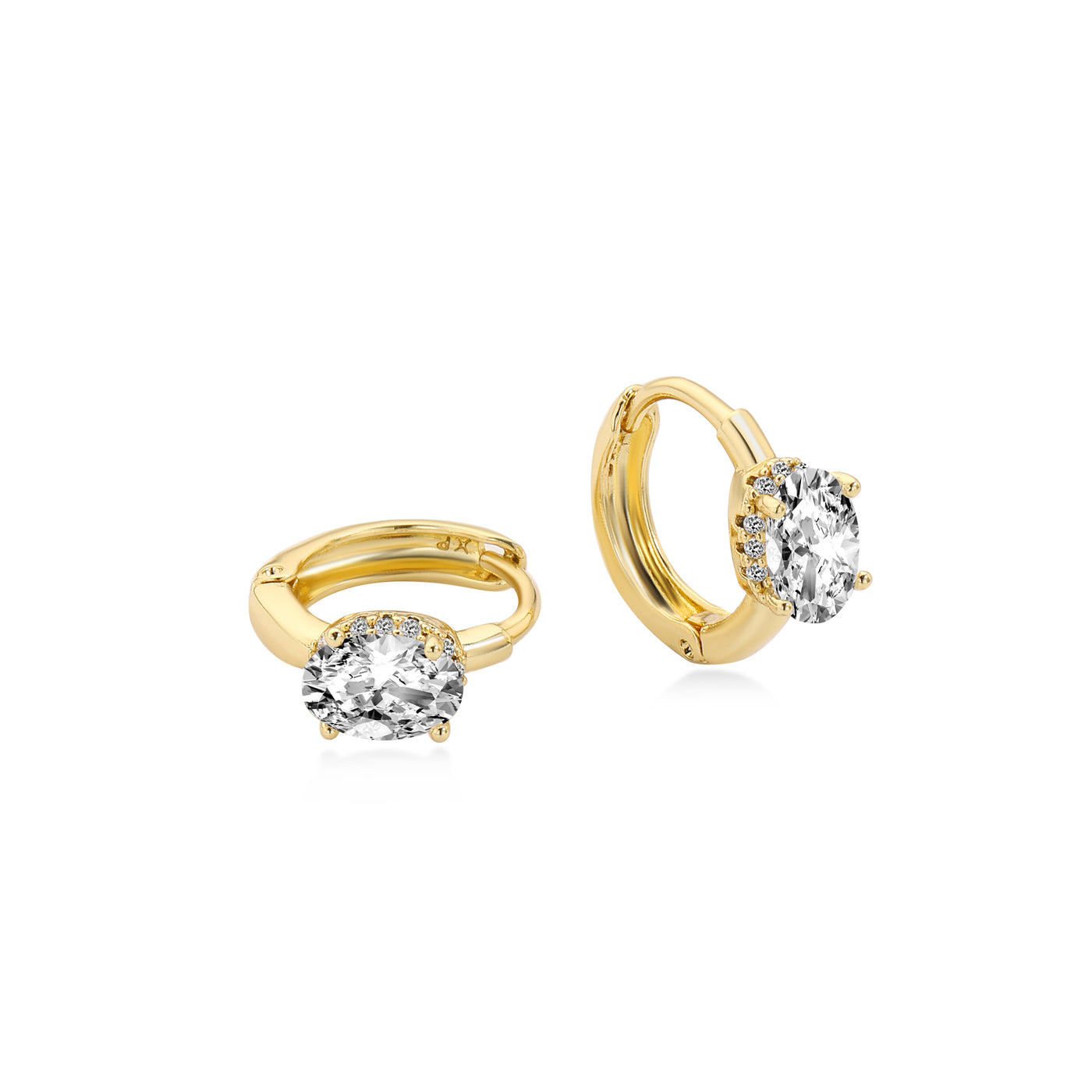 Oval Diamond Hoop Earring Lab Diamond, 14K Yellow Gold
