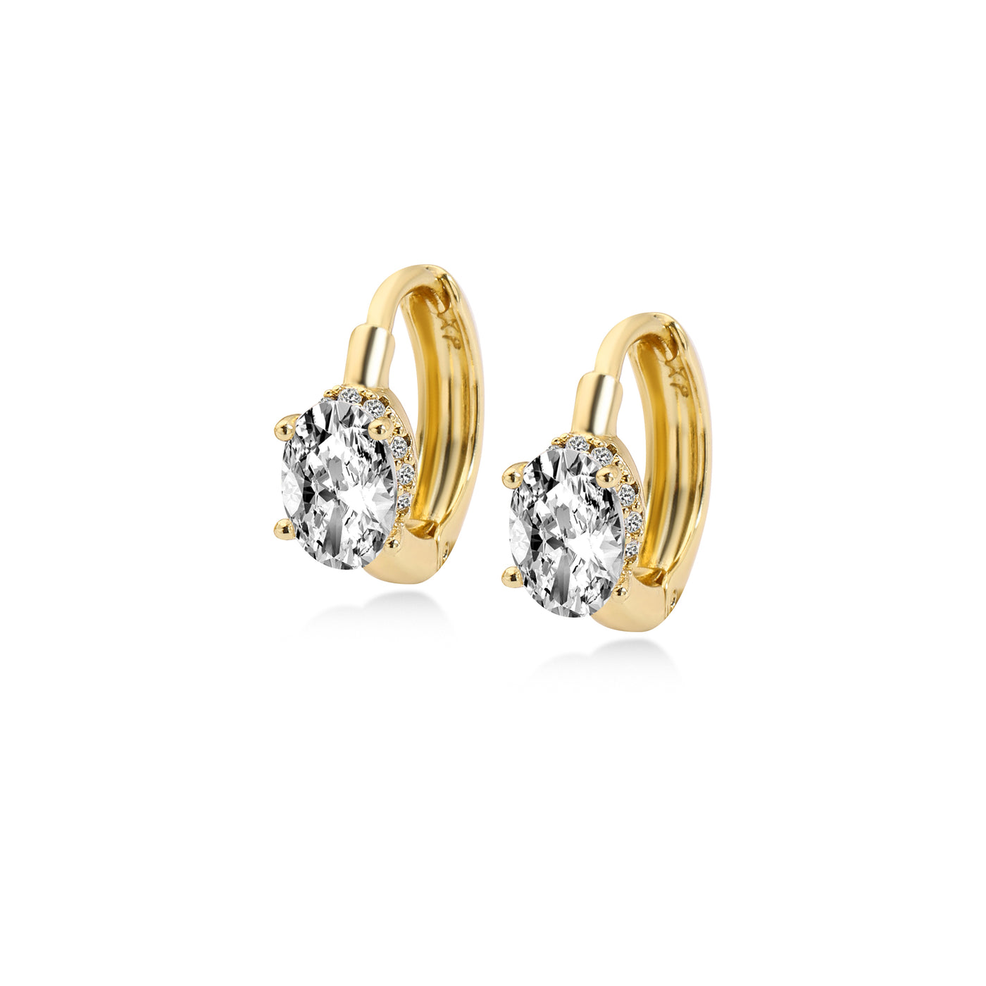 Oval Diamond Hoop Earring Lab Diamond, 14K Yellow Gold