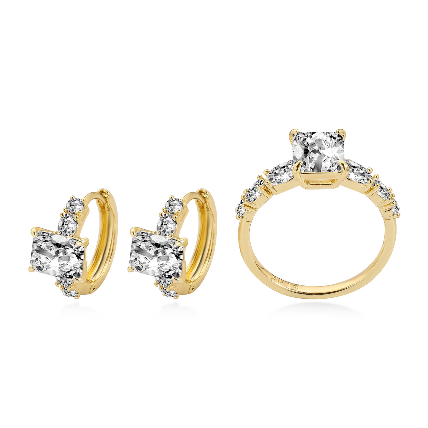 Emerald-Cut Diamond Hoops with Pavé Accents