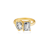 Toi & Moi Baguette Diamond Engagement Ring Lab Diamond, 14K Yellow Gold
