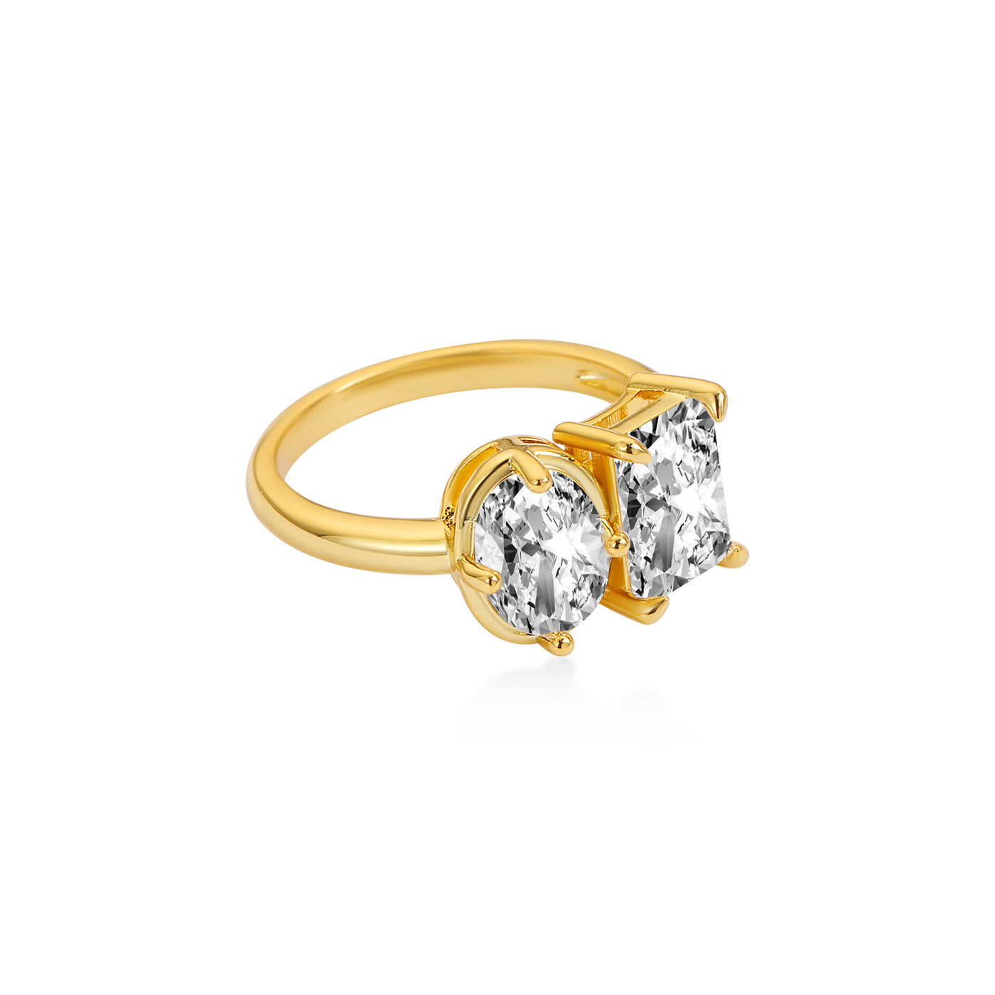 Toi & Moi Baguette Diamond Engagement Ring Lab Diamond, 14K Yellow Gold