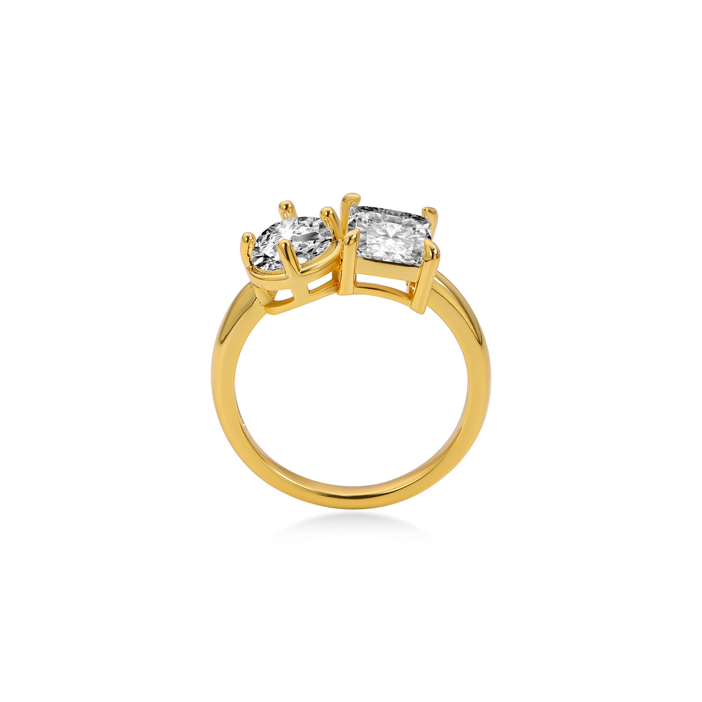 Toi & Moi Baguette Diamond Engagement Ring Lab Diamond, 14K Yellow Gold