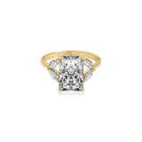 Four Stones Emerald Diamond Engagement Ring Lab Diamond, 14K Yellow Gold