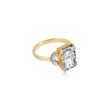 Four Stones Emerald Diamond Engagement Ring Lab Diamond, 14K Yellow Gold