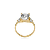 Four Stones Emerald Diamond Engagement Ring Lab Diamond, 14K Yellow Gold