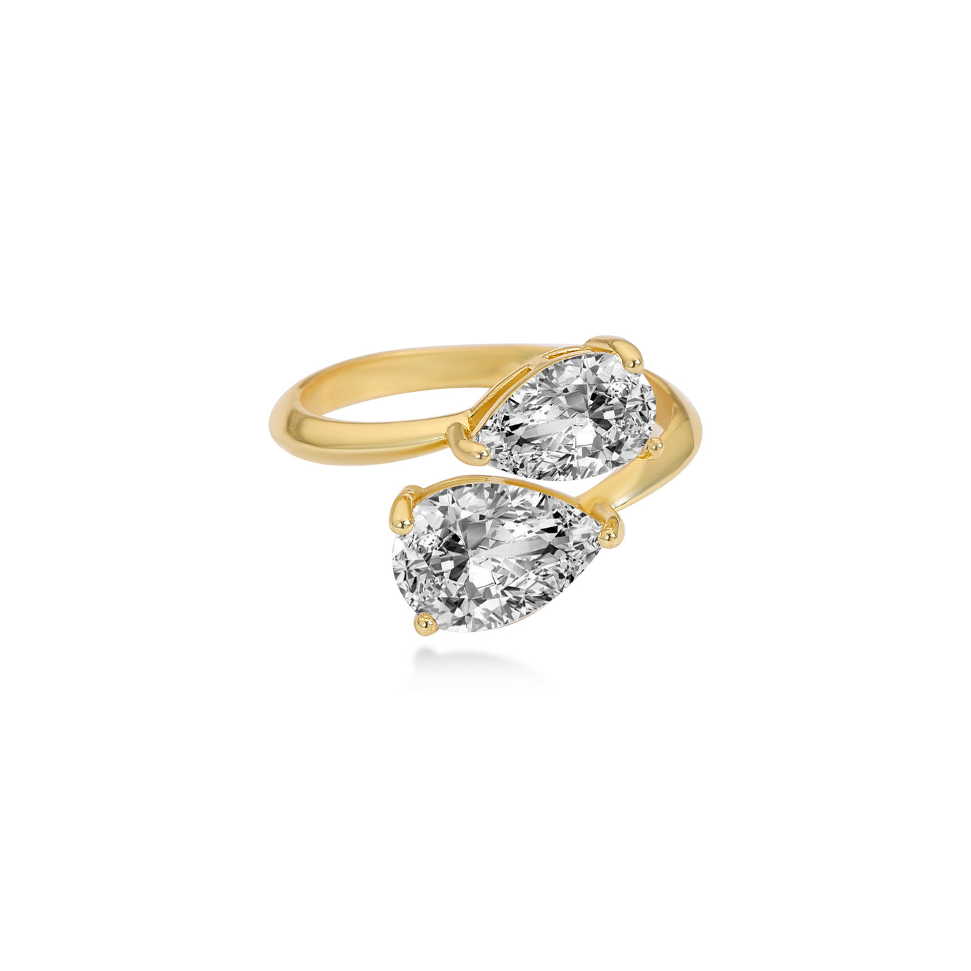 Toi & Moi Pear Lab Diamond Ring, 14K Yellow Gold