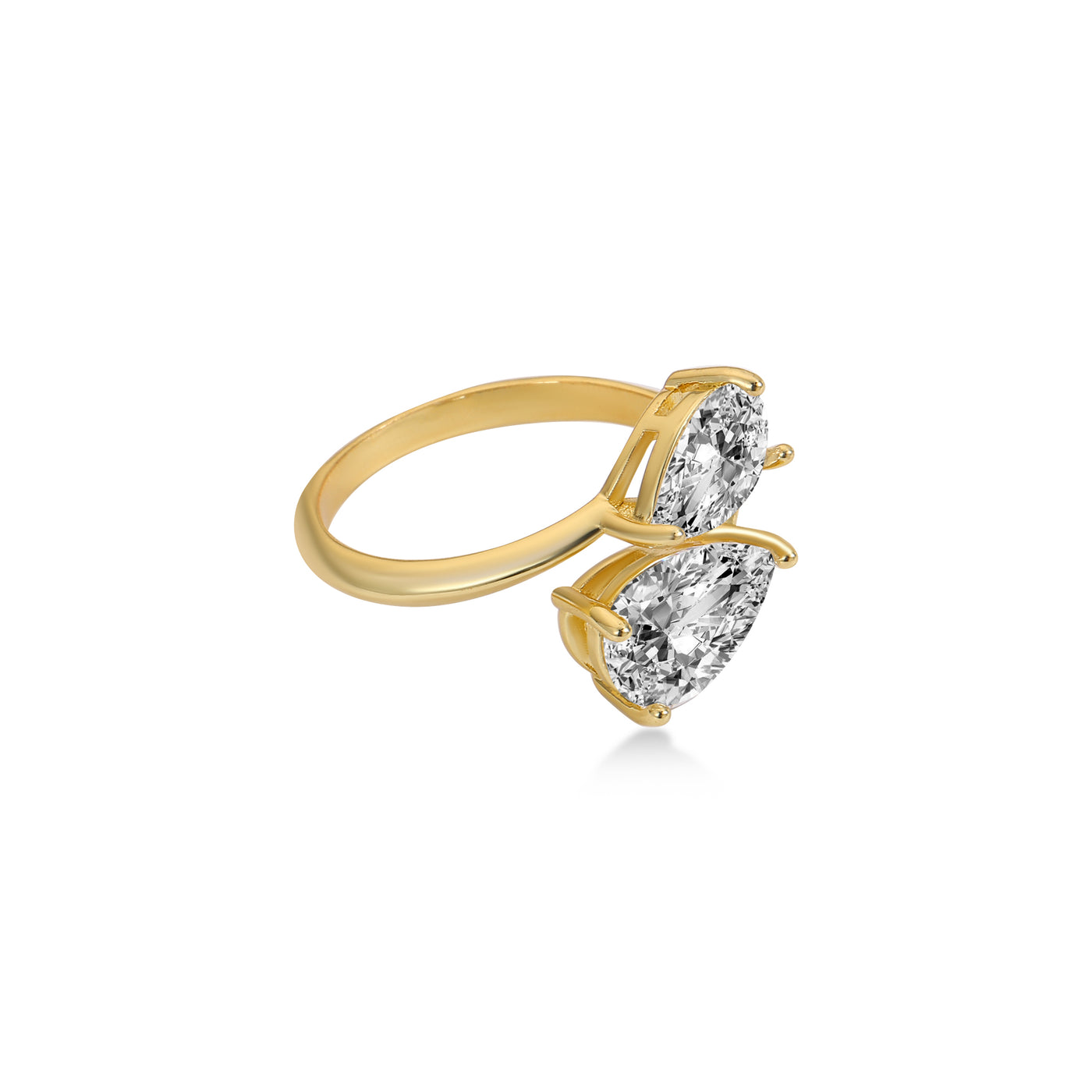 Toi & Moi Pear Lab Diamond Ring, 14K Yellow Gold