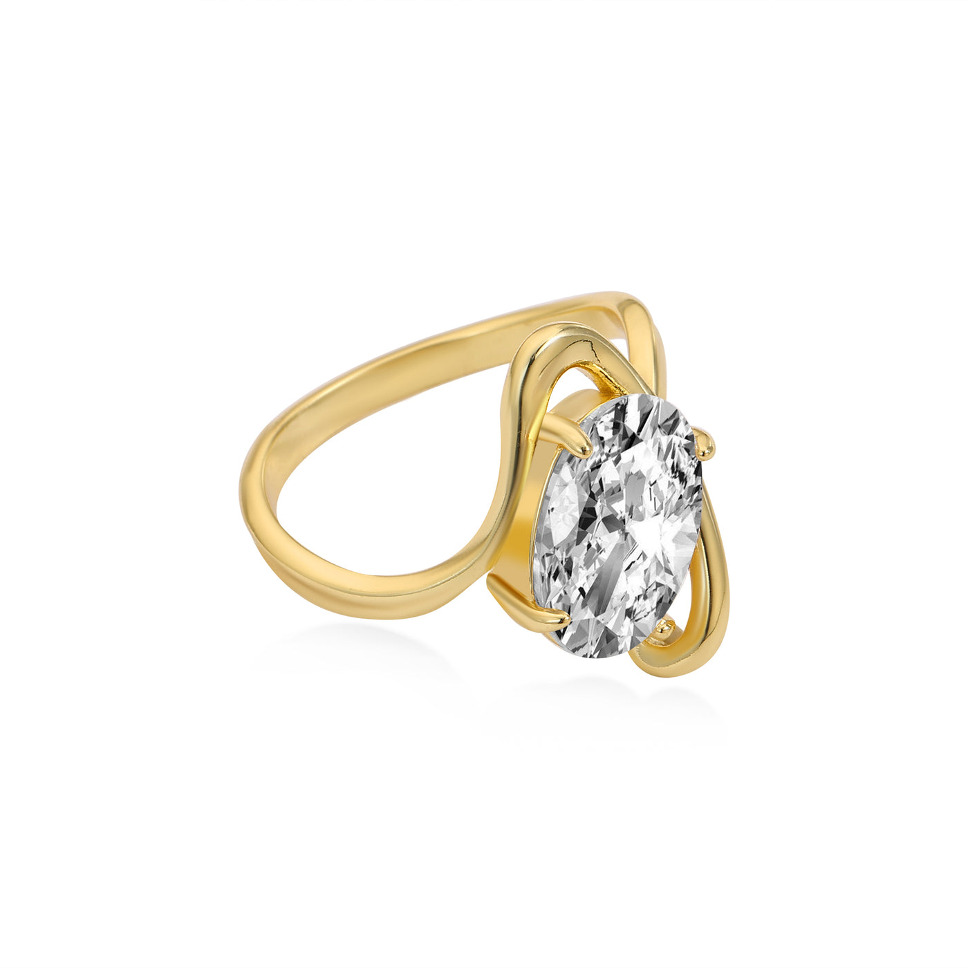 Twisted Arm Pear Diamond Engagement Ring Lab Diamond, 14K Yellow Gold