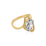 Twisted Arm Pear Diamond Engagement Ring Lab Diamond, 14K Yellow Gold