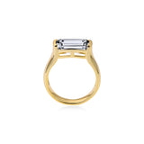Half Bezel Baguette Diamond Engagement Ring Lab Diamond, 14K Yellow Gold