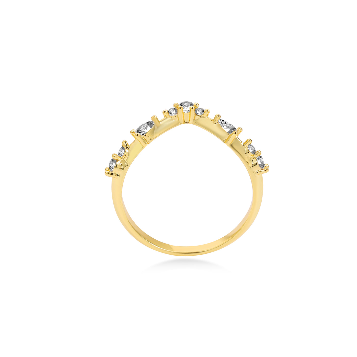 Smile Shared Single Prong Pear Diamond Wedding Ring Lab Diamond, 14K Yellow Gold