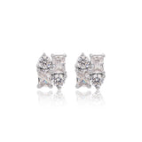 Emerald & Round Diamond Stud Earrings Lab Diamond, 14K White Gold