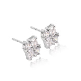 Emerald & Round Diamond Stud Earrings Lab Diamond, 14K White Gold