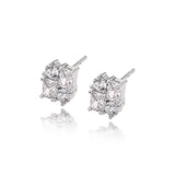 Emerald & Round Diamond Stud Earrings Lab Diamond, 14K White Gold