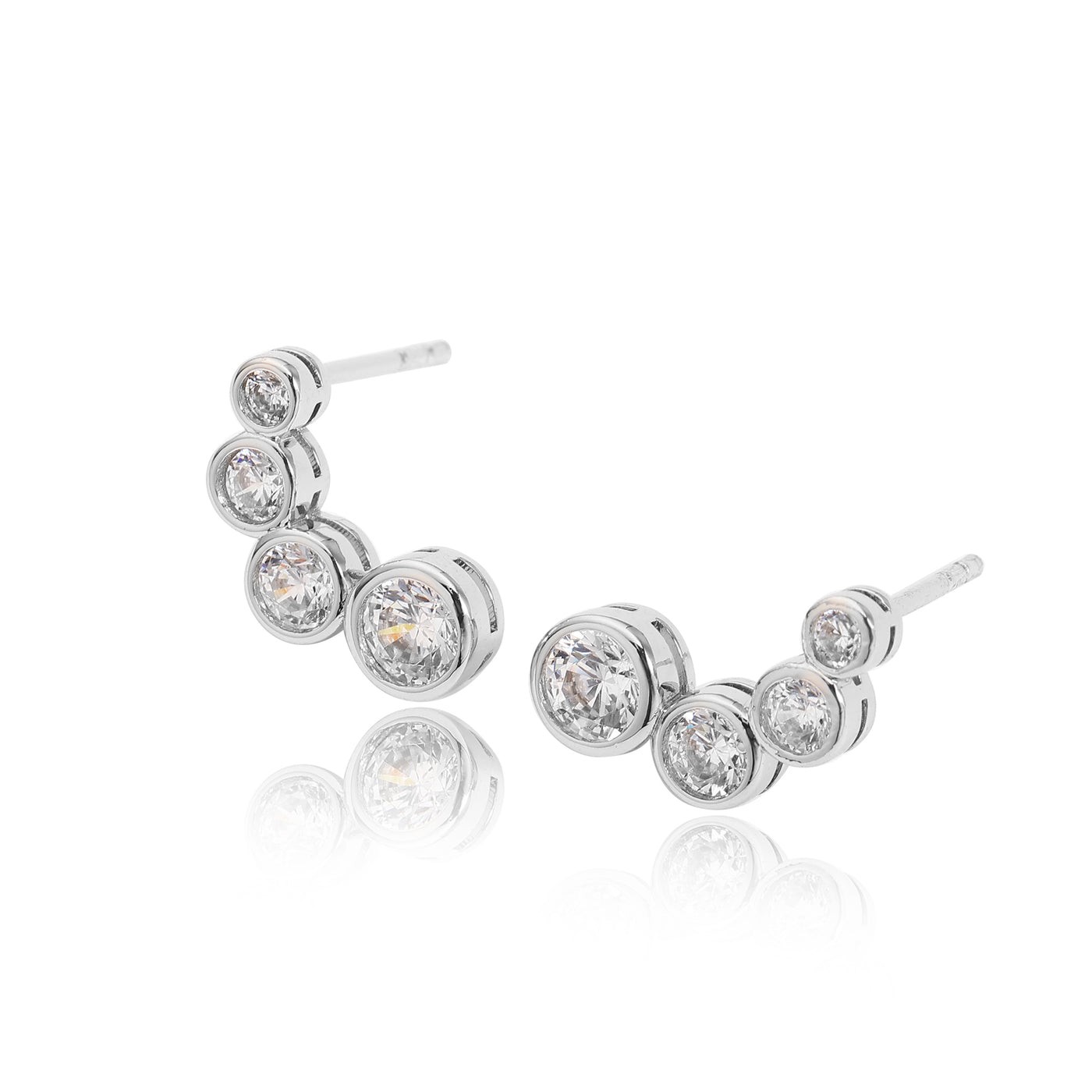 Multi-Shaped Round Lab Diamond Stud Earrings Lab Diamond, 14K White Gold