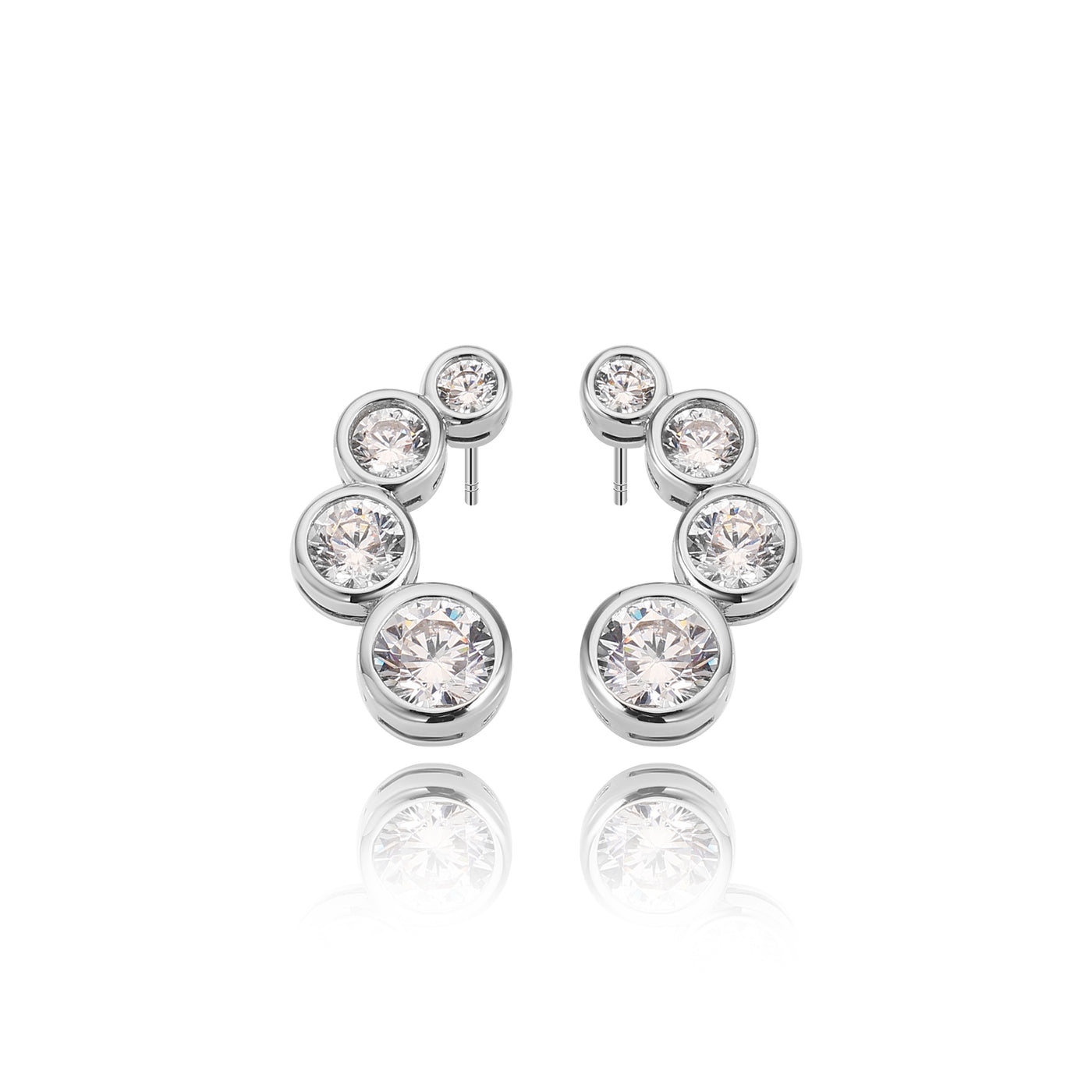 Multi-Shaped Round Lab Diamond Stud Earrings Lab Diamond, 14K White Gold
