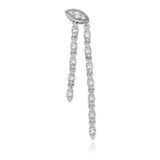 Pear Leaf Shape Round Diamond Drop Earrings Lab Diamond, 14K White Gold
