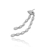 Pear Leaf Shape Round Diamond Drop Earrings Lab Diamond, 14K White Gold