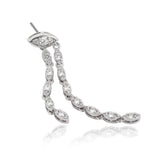 Pear Leaf Shape Round Diamond Drop Earrings Lab Diamond, 14K White Gold