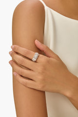 Emerald-Cut Lab-Created Diamond Cluster Ring in 14K White Gold