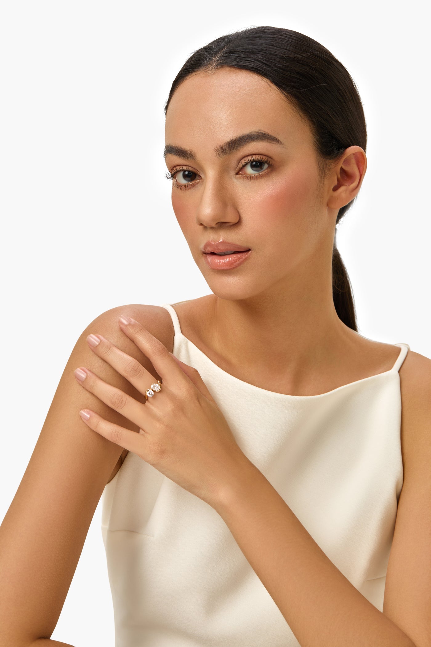 Toi et Moi Lab-Created Diamond Engagement Ring with Oval & Pear Shapes in 14K Yellow Gold