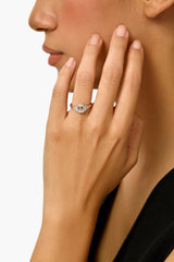 Emerald Pavé Lab Diamond Engagement Ring in Platinum