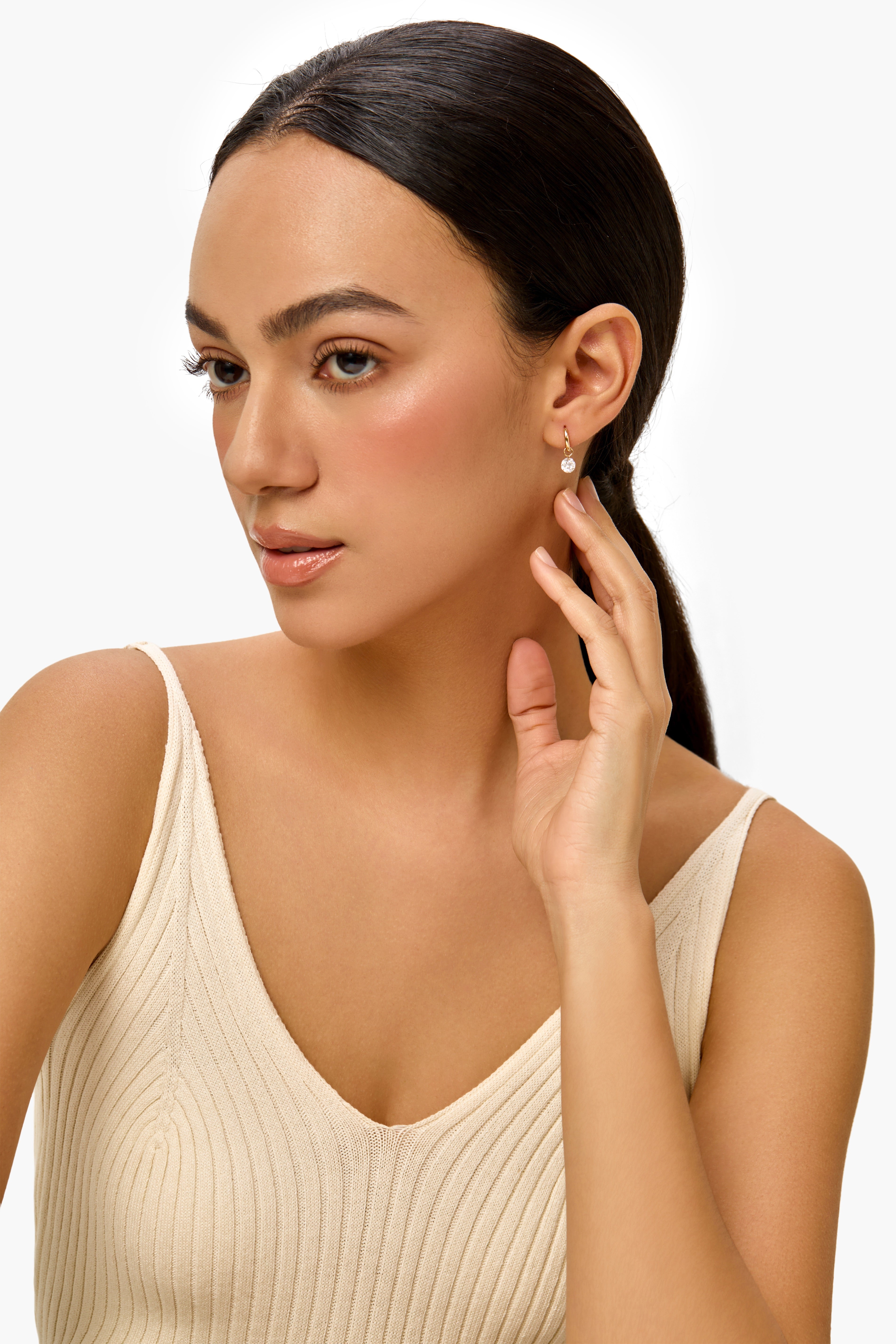 Lab Diamond Drop Earring with Round Shape in 14K Yellow Gold