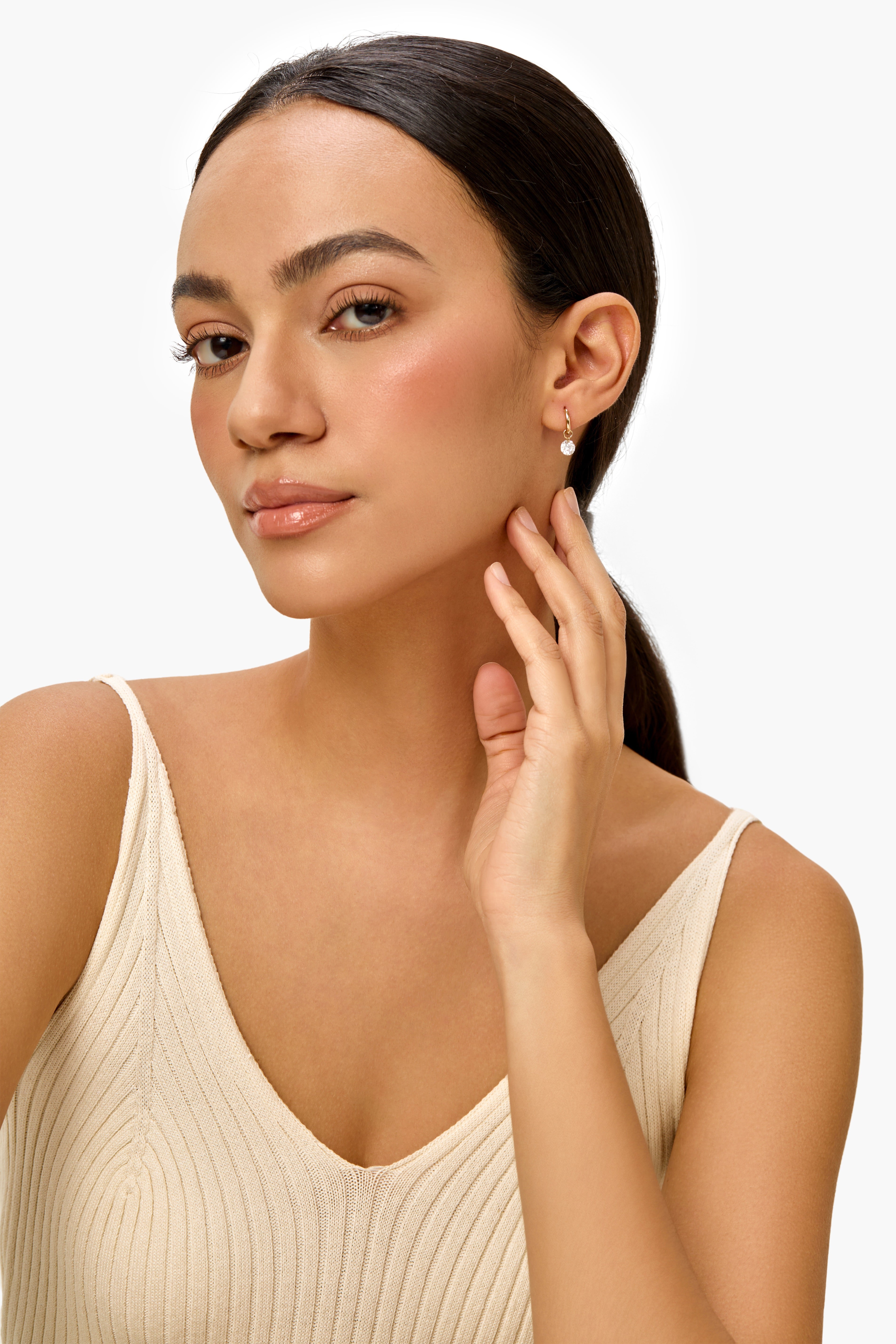 Lab Diamond Drop Earring with Round Shape in 14K Yellow Gold