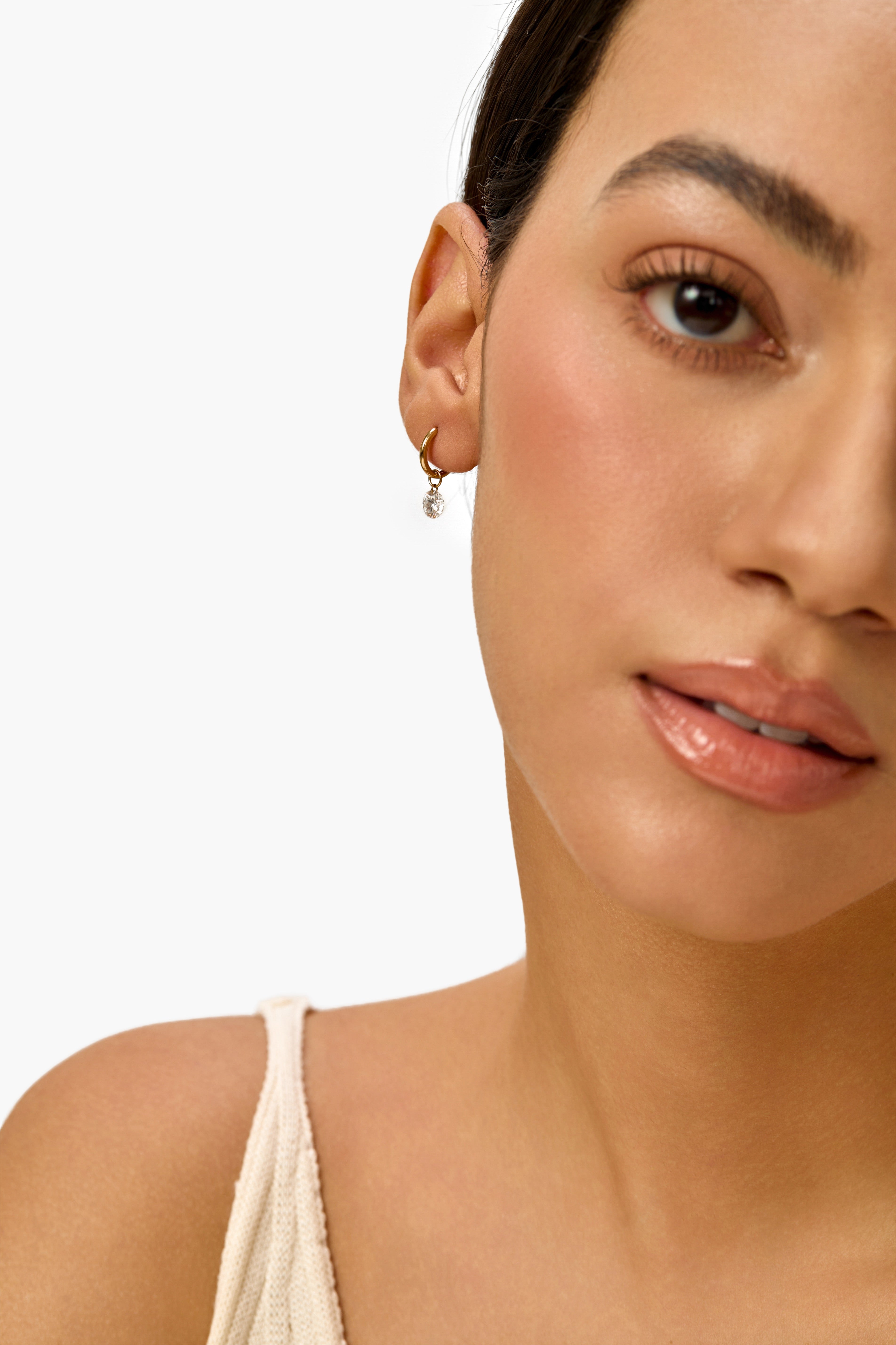 Lab Diamond Drop Earring with Round Shape in 14K Yellow Gold