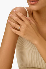 Shared Single Prong Lab Diamond Wedding Ring in 14K Yellow Gold