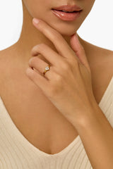 14K Yellow Gold Asscher NSEW Lab Diamond Engagement Ring