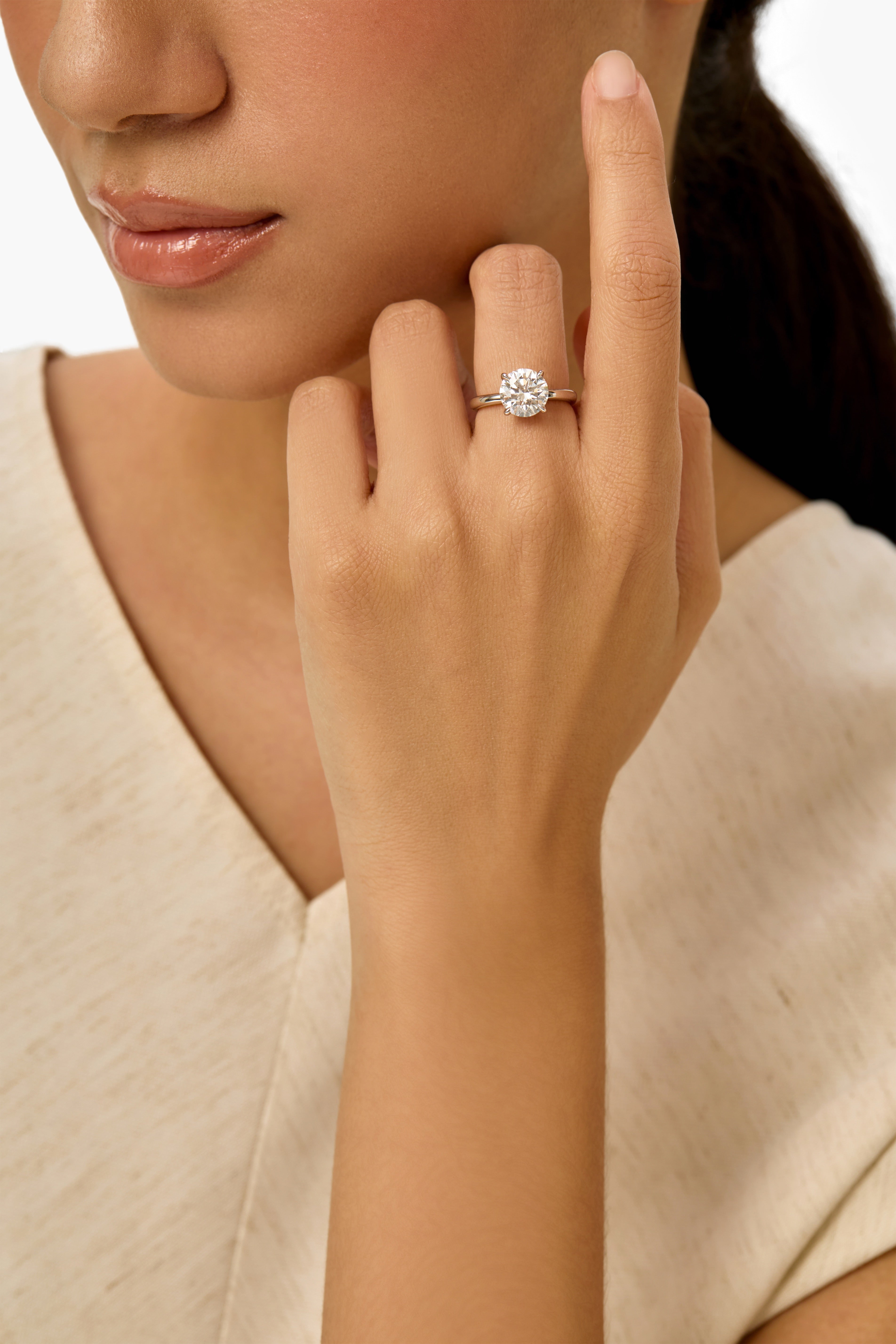 Round Lab-Created Diamond Halo Engagement Ring in Platinum