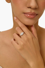 Platinum Marquise Halo Pavé Lab Diamond Engagement Ring