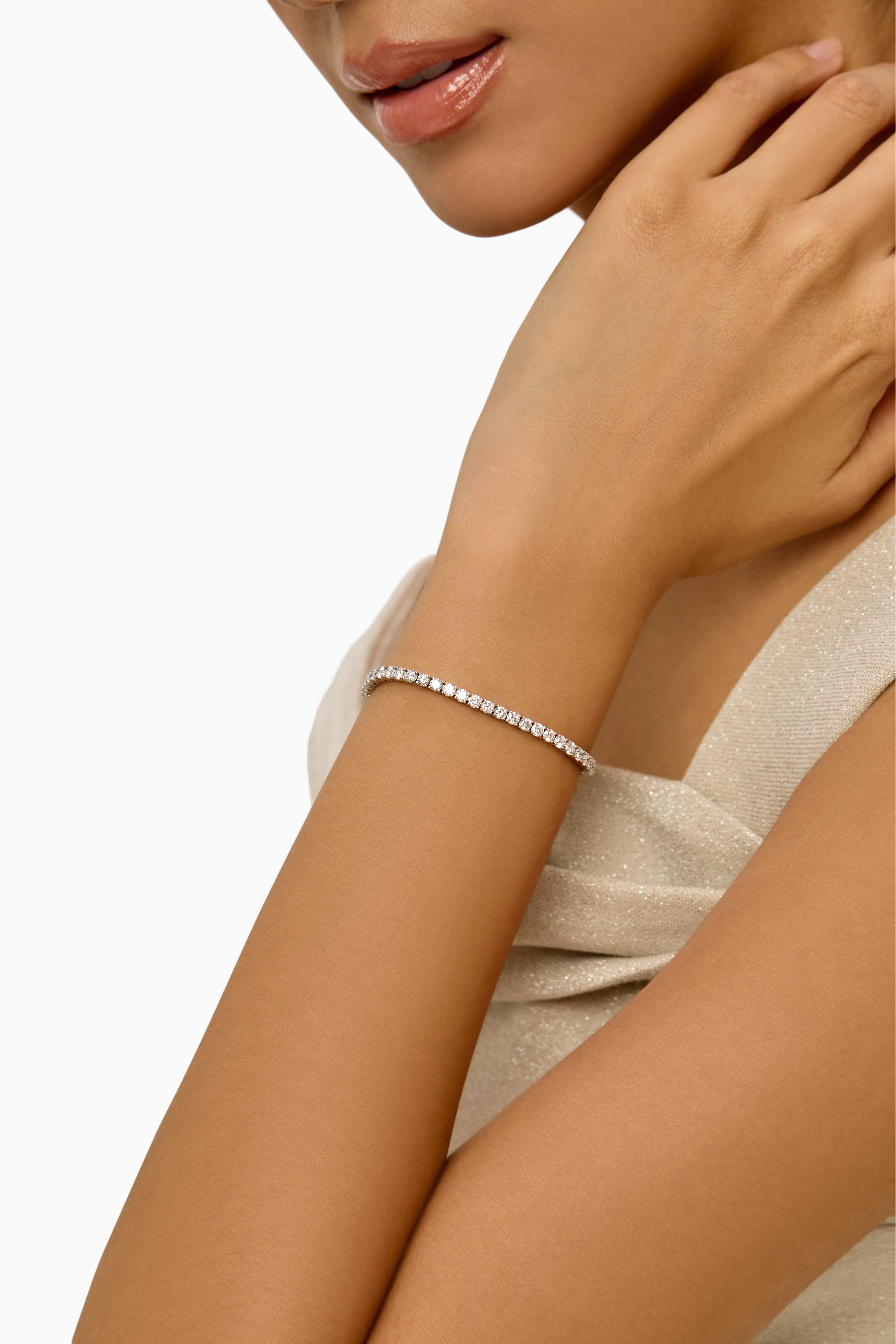 4.29カラット　ラウンド型ラボグロウンダイアモンド　テニスブレスレット　ホワイトプラチナ製