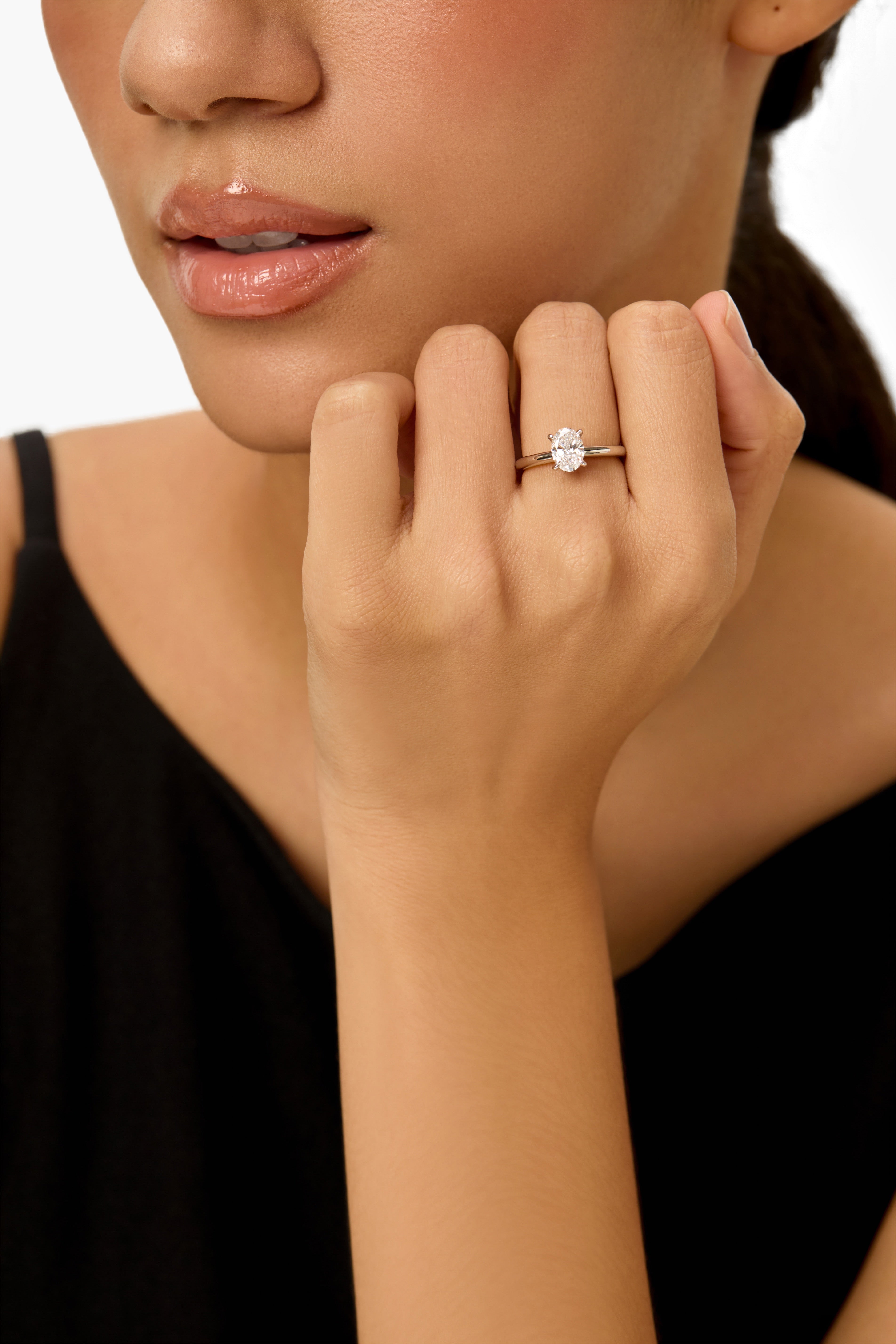 Oval Lab-Created Diamond Halo Engagement Ring in Platinum