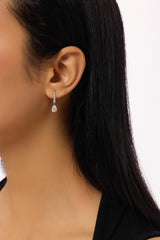 Pear Invisible Gallery Lab-Created Diamond Hoop Earrings, Platinum