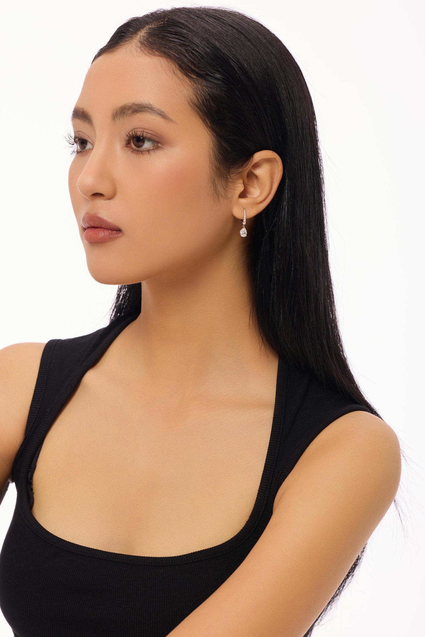 Pear Invisible Gallery Lab-Created Diamond Hoop Earrings, Platinum