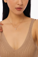 Oval Solitaire Lab-Created Diamond Necklace, 14K Gold