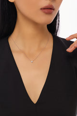 Round Floating Bezel Lab-Created Diamond Necklace, 14K Gold