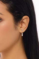 Mixed Bezel Lab-Created Diamond Earrings, Platinum