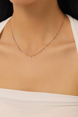 Mixed Shaped Setting Lab-Created Diamond Necklace, 18K Gold