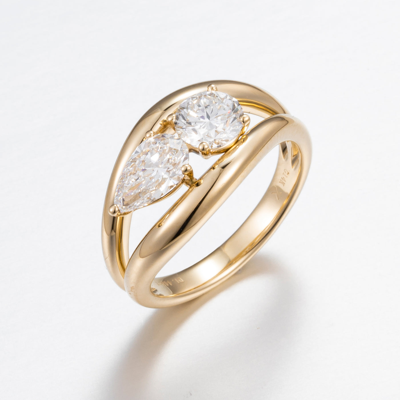 Toi & Moi Solitaire with Split Shank Lab-Created Diamond Engagement Ring, 14K Gold